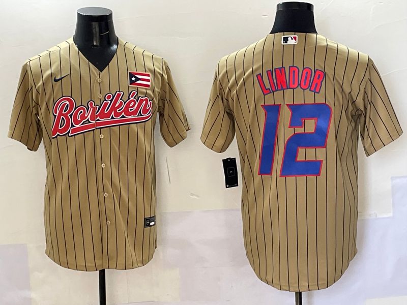 Men Puerto Rico #12 Lindor Brown Stripe Joint Name 2025 Nike MLB Jersey style 1->more jerseys->MLB Jersey